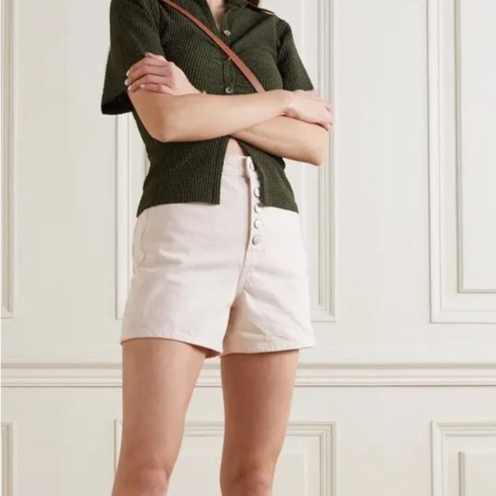 Reformation high rise denim jean shorts ivory